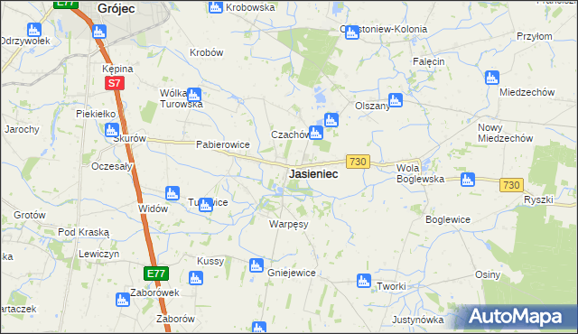 mapa Jasieniec powiat grójecki, Jasieniec powiat grójecki na mapie Targeo