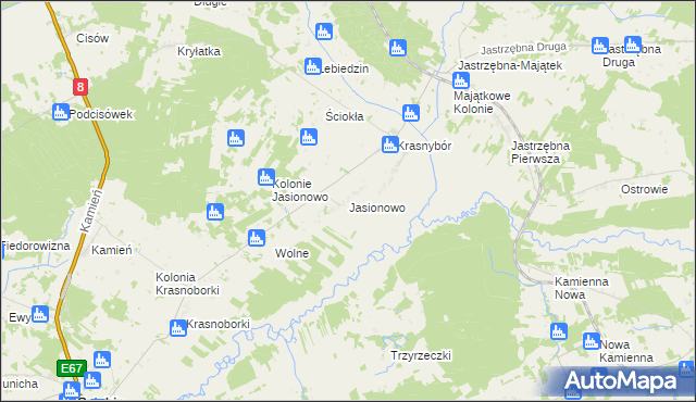 mapa Jasionowo gmina Sztabin, Jasionowo gmina Sztabin na mapie Targeo