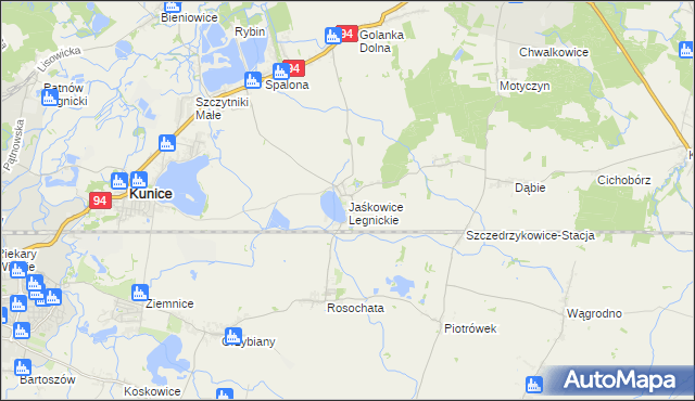 mapa Jaśkowice Legnickie, Jaśkowice Legnickie na mapie Targeo