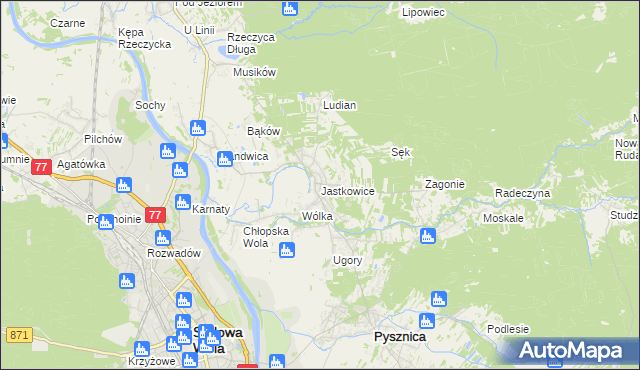 mapa Jastkowice, Jastkowice na mapie Targeo