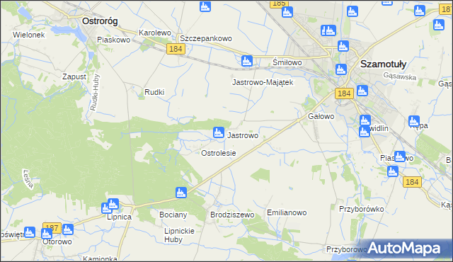 mapa Jastrowo, Jastrowo na mapie Targeo