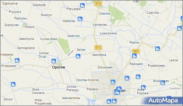 mapa Jastrzębia gmina Oporów, Jastrzębia gmina Oporów na mapie Targeo