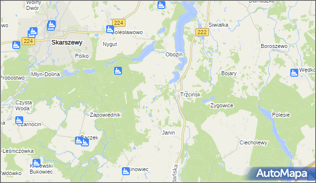 mapa Jastrzębie Skarszewskie, Jastrzębie Skarszewskie na mapie Targeo