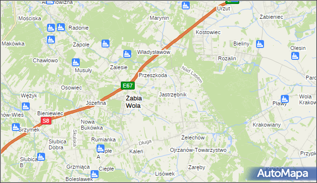 mapa Jastrzębnik gmina Żabia Wola, Jastrzębnik gmina Żabia Wola na mapie Targeo