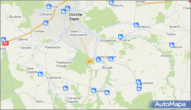 mapa Jastrzygowice, Jastrzygowice na mapie Targeo