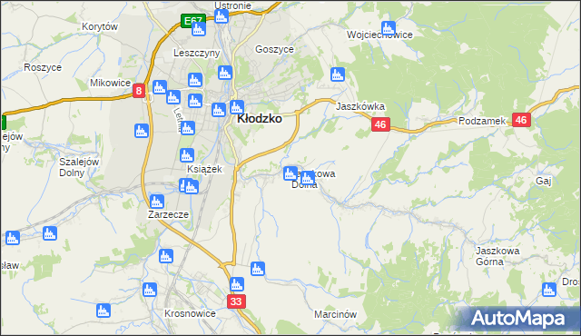 mapa Jaszkowa Dolna, Jaszkowa Dolna na mapie Targeo