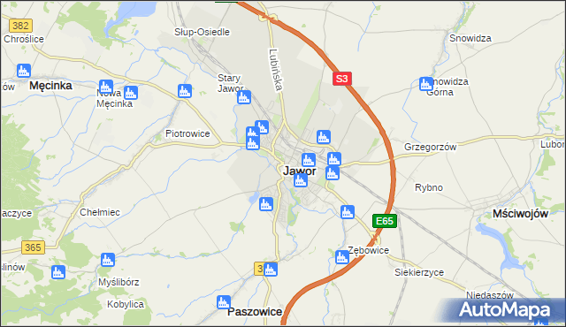 mapa Jawor, Jawor na mapie Targeo