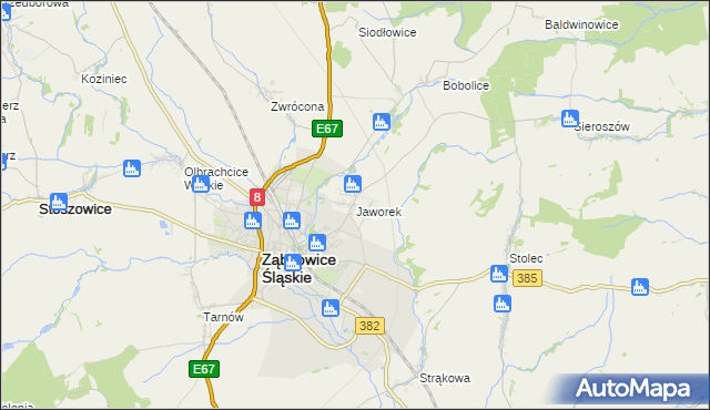 mapa Jaworek gmina Ząbkowice Śląskie, Jaworek gmina Ząbkowice Śląskie na mapie Targeo