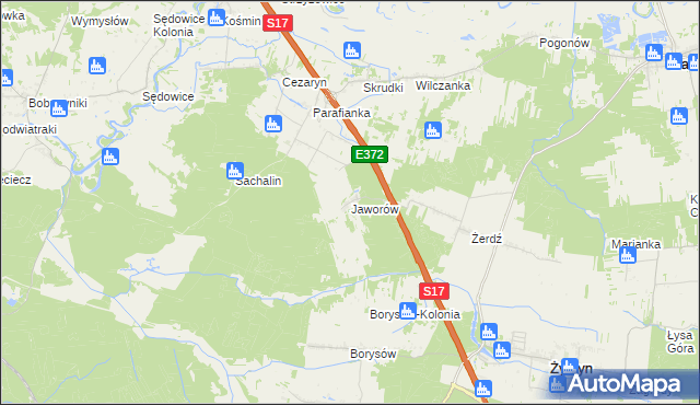 mapa Jaworów gmina Żyrzyn, Jaworów gmina Żyrzyn na mapie Targeo