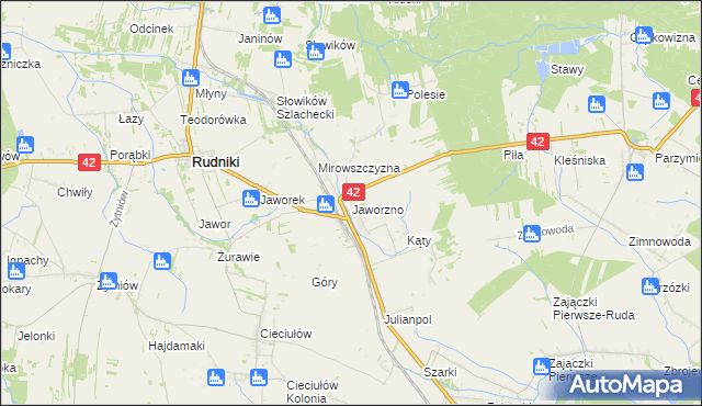 mapa Jaworzno gmina Rudniki, Jaworzno gmina Rudniki na mapie Targeo