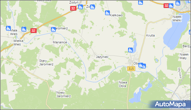 mapa Jażyniec, Jażyniec na mapie Targeo