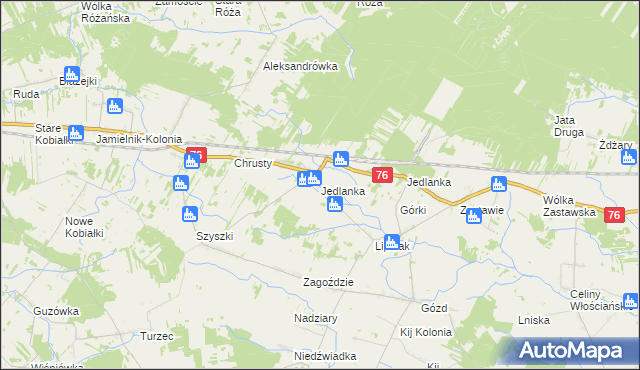 mapa Jedlanka gmina Stoczek Łukowski, Jedlanka gmina Stoczek Łukowski na mapie Targeo