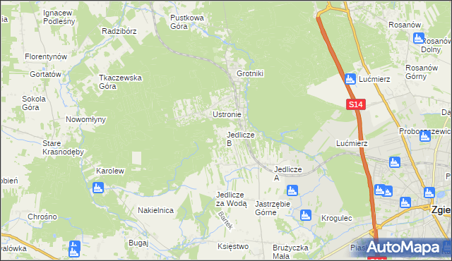 mapa Jedlicze B, Jedlicze B na mapie Targeo