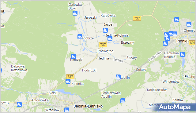 mapa Jedlnia, Jedlnia na mapie Targeo