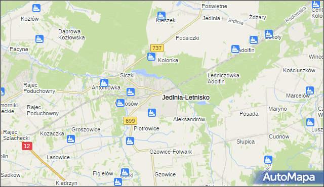 mapa Jedlnia-Letnisko, Jedlnia-Letnisko na mapie Targeo