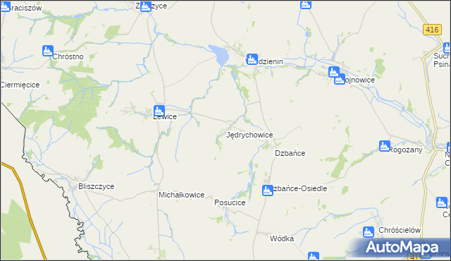 mapa Jędrychowice, Jędrychowice na mapie Targeo