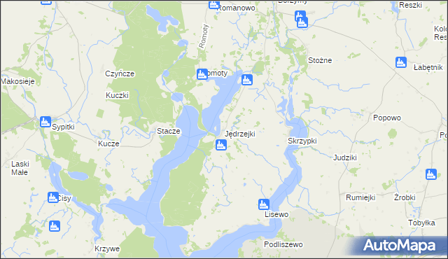 mapa Jędrzejki, Jędrzejki na mapie Targeo