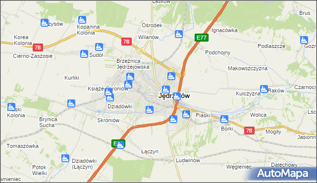 mapa Jędrzejów, Jędrzejów na mapie Targeo
