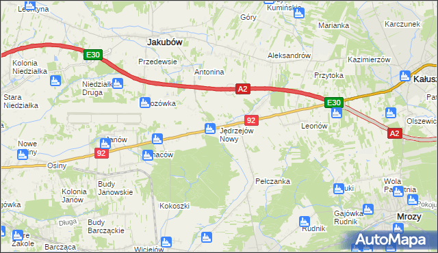 mapa Jędrzejów Nowy, Jędrzejów Nowy na mapie Targeo