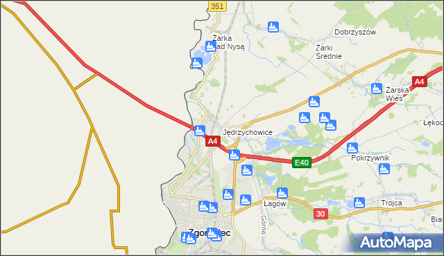 mapa Jędrzychowice gmina Zgorzelec, Jędrzychowice gmina Zgorzelec na mapie Targeo