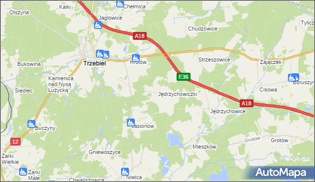 mapa Jędrzychowiczki, Jędrzychowiczki na mapie Targeo
