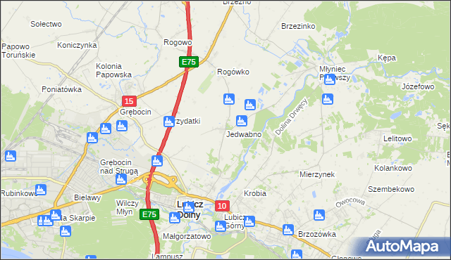 mapa Jedwabno gmina Lubicz, Jedwabno gmina Lubicz na mapie Targeo