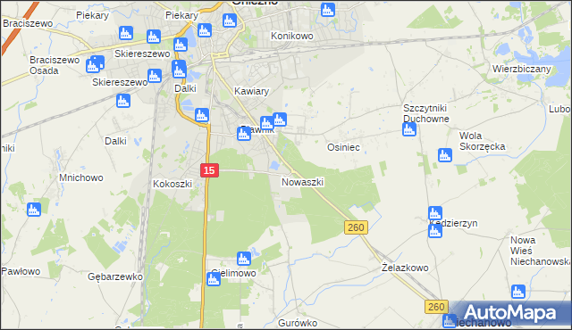 mapa Jelonek gmina Niechanowo, Jelonek gmina Niechanowo na mapie Targeo