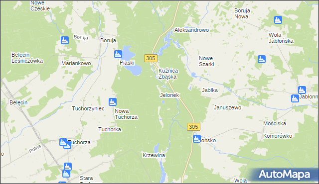 mapa Jelonek gmina Rakoniewice, Jelonek gmina Rakoniewice na mapie Targeo