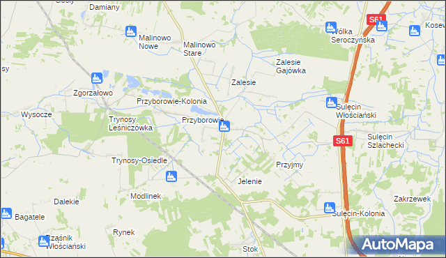 mapa Jelonki gmina Ostrów Mazowiecka, Jelonki gmina Ostrów Mazowiecka na mapie Targeo