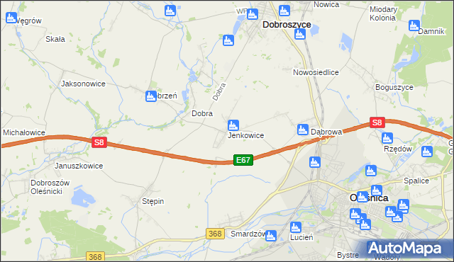 mapa Jenkowice gmina Oleśnica, Jenkowice gmina Oleśnica na mapie Targeo