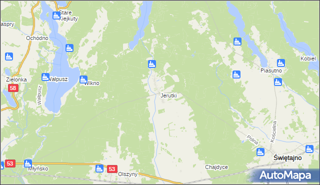 mapa Jerutki, Jerutki na mapie Targeo