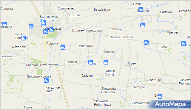 mapa Jerzewo gmina Kiernozia, Jerzewo gmina Kiernozia na mapie Targeo
