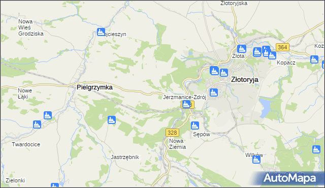 mapa Jerzmanice-Zdrój, Jerzmanice-Zdrój na mapie Targeo