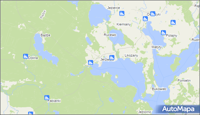 mapa Jerzwałd, Jerzwałd na mapie Targeo