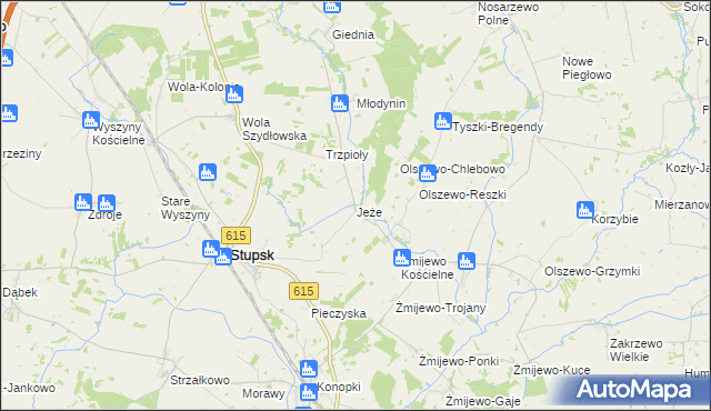 mapa Jeże gmina Stupsk, Jeże gmina Stupsk na mapie Targeo