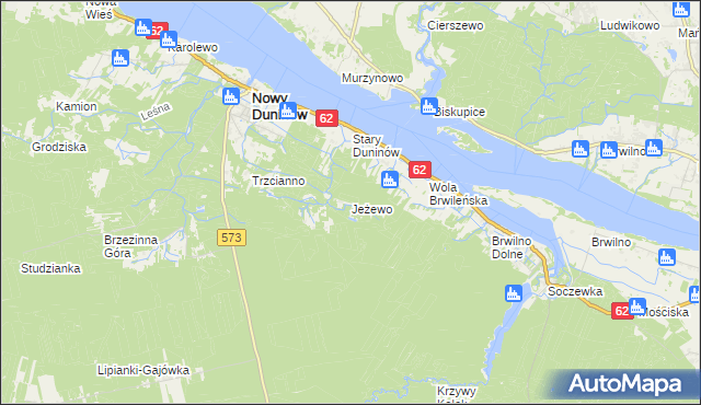 mapa Jeżewo gmina Nowy Duninów, Jeżewo gmina Nowy Duninów na mapie Targeo