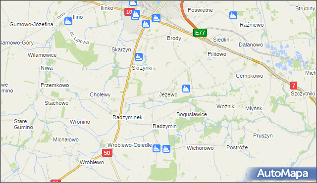 mapa Jeżewo gmina Płońsk, Jeżewo gmina Płońsk na mapie Targeo