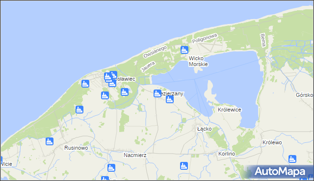 mapa Jezierzany gmina Postomino, Jezierzany gmina Postomino na mapie Targeo