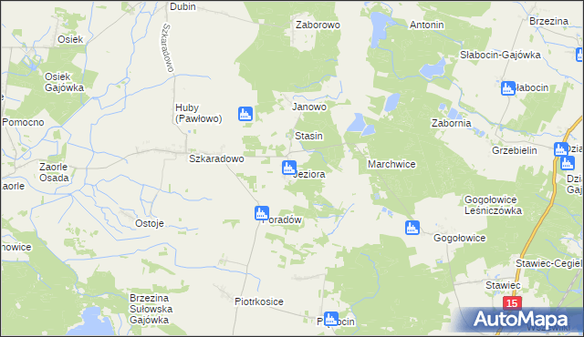 mapa Jeziora gmina Jutrosin, Jeziora gmina Jutrosin na mapie Targeo