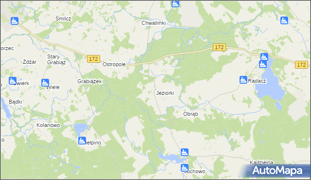 mapa Jeziorki gmina Barwice, Jeziorki gmina Barwice na mapie Targeo
