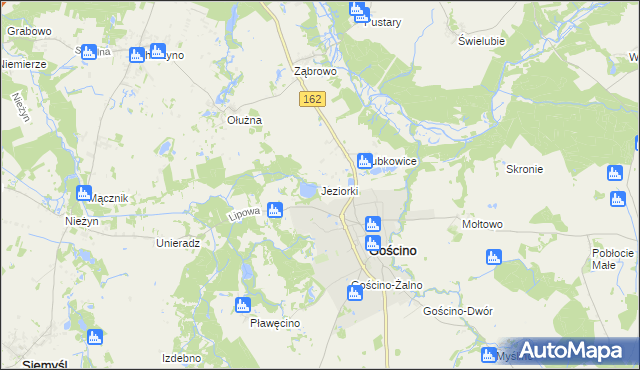 mapa Jeziorki gmina Gościno, Jeziorki gmina Gościno na mapie Targeo