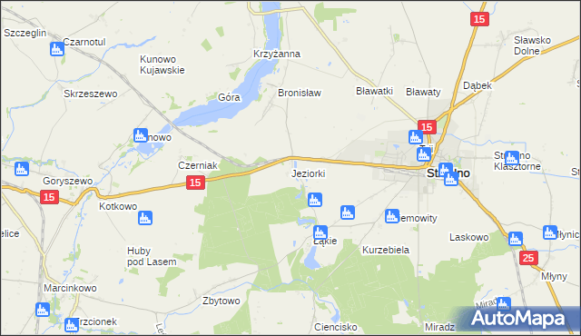 mapa Jeziorki gmina Strzelno, Jeziorki gmina Strzelno na mapie Targeo