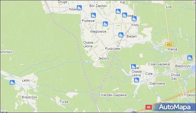 mapa Jezioro gmina Wręczyca Wielka, Jezioro gmina Wręczyca Wielka na mapie Targeo