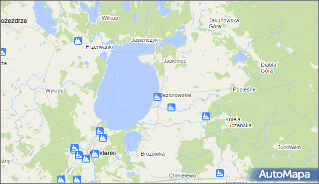 mapa Jeziorowskie gmina Kruklanki, Jeziorowskie gmina Kruklanki na mapie Targeo