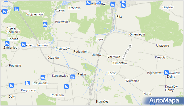 mapa Jeżów gmina Sędziszów, Jeżów gmina Sędziszów na mapie Targeo