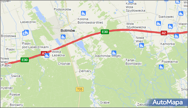 mapa Joachimów-Mogiły, Joachimów-Mogiły na mapie Targeo