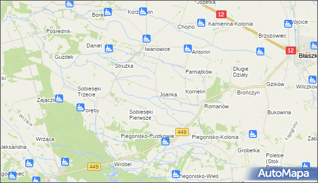 mapa Joanka gmina Szczytniki, Joanka gmina Szczytniki na mapie Targeo