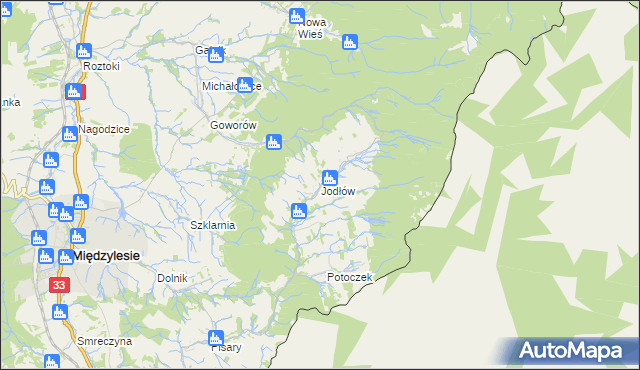 mapa Jodłów gmina Międzylesie, Jodłów gmina Międzylesie na mapie Targeo