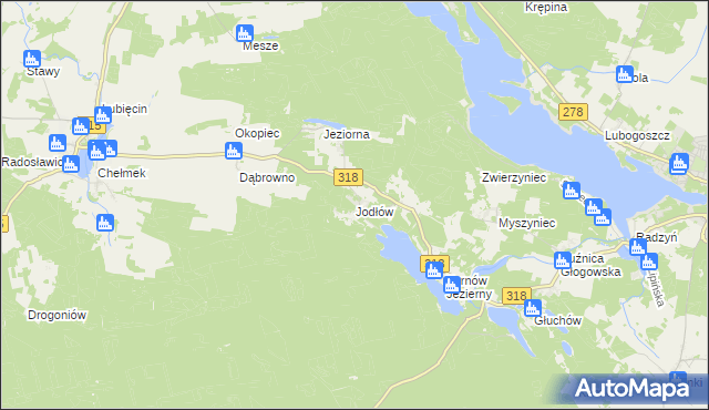 mapa Jodłów gmina Nowa Sól, Jodłów gmina Nowa Sól na mapie Targeo