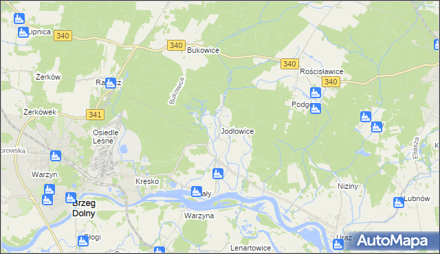 mapa Jodłowice, Jodłowice na mapie Targeo